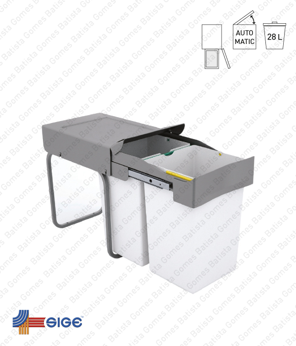 Balde para lixo extra�vel - Porta lateral - M�d. 300 - Autom�tico - 28L